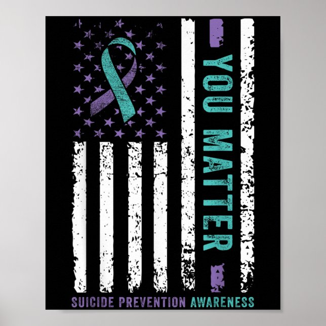 Poster You Teal &amp; Purple Ribbon Suicide Prevention Aw (Frente)
