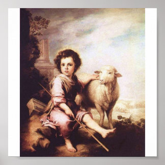 Poster Young Christ as the good shepherd circa 1660