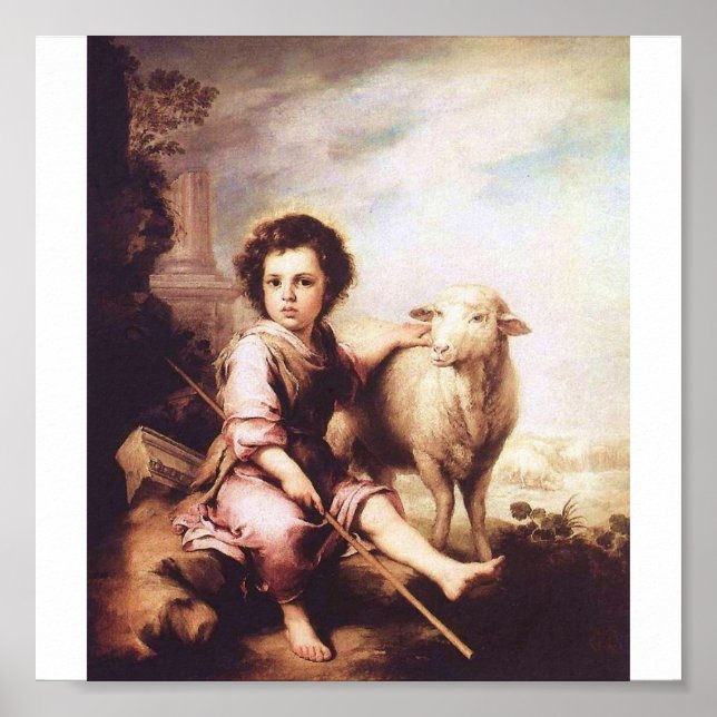 Poster Young Christ as the good shepherd circa 1660 (Frente)