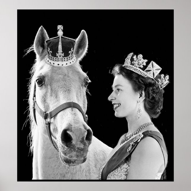Poster Young Elizabeth II coroa seu cavalo (Frente)