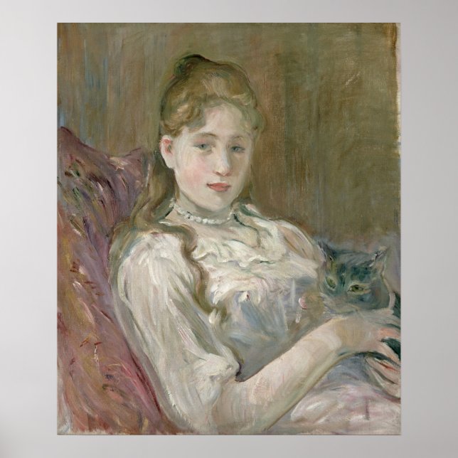 Pôster Young Girl with Cat, 1892 (Frente)