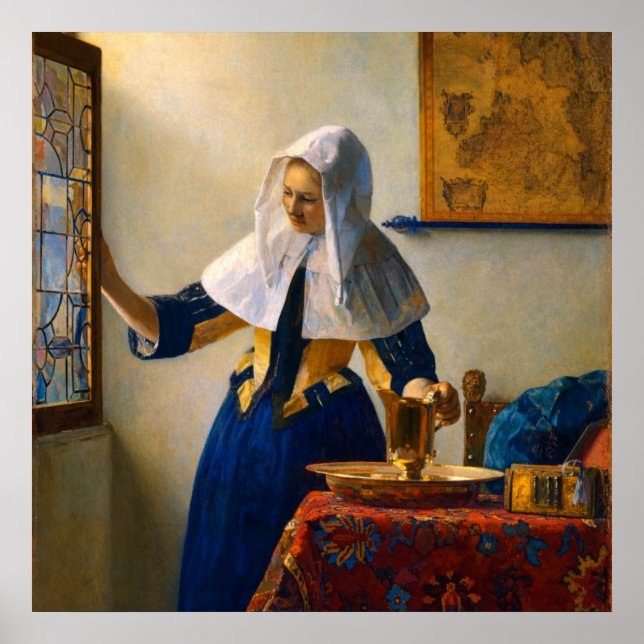 Poster Young Woman with a Water Pitcher by Vermeer (Frente)