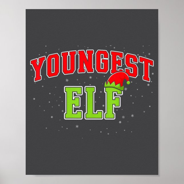 Poster Youngest Elf Christmas Family Matching Group Xmas  (Frente)
