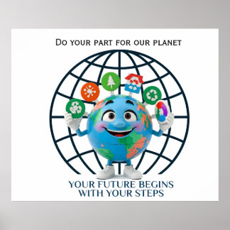 Poster Your Future Your Steps Earth Day Sustainability