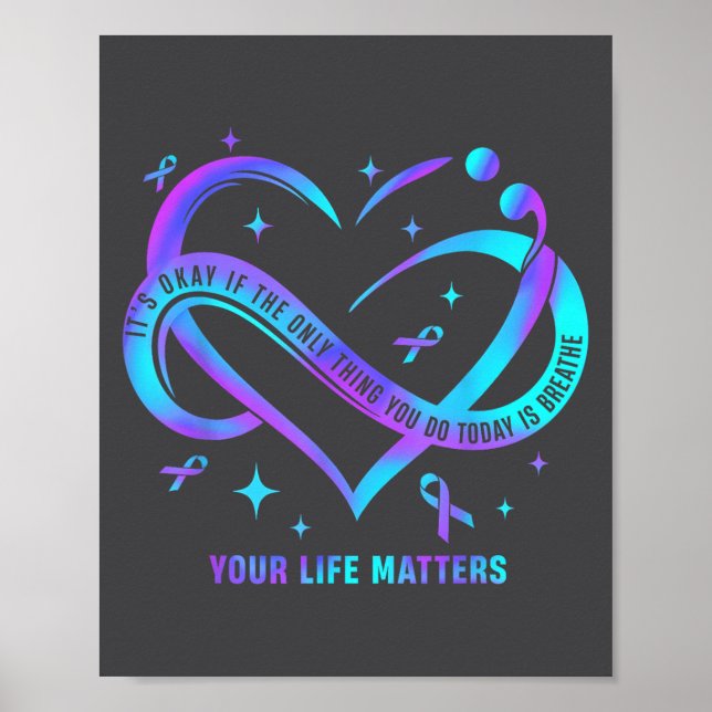 Poster Your Life S Suicide Prevention Teal Purple Heart R (Frente)