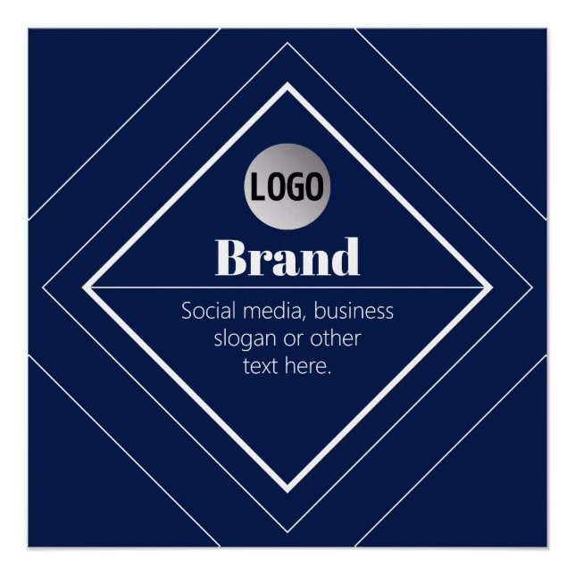 Pôster Your Logo & Customizable Modern Design | Navy Blue (Frente)