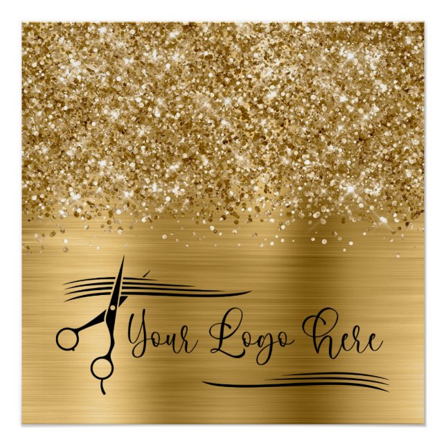 Pôster Your Logo Glittery Gold Glam (Frente)