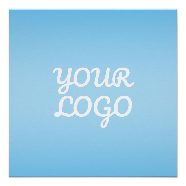 Pôster Your Logo & Modern Simple Ombre | Light Blue (Frente)