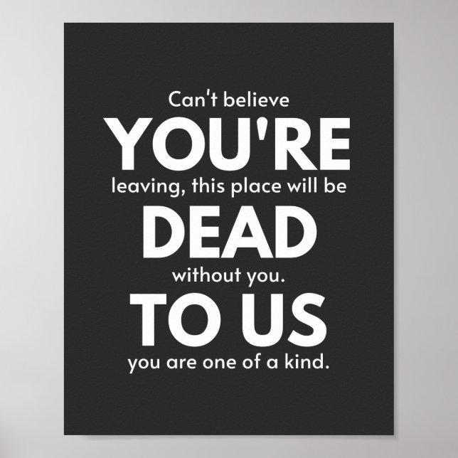 Poster You're Dead To Us, Coworker Going Away, Funny (Frente)