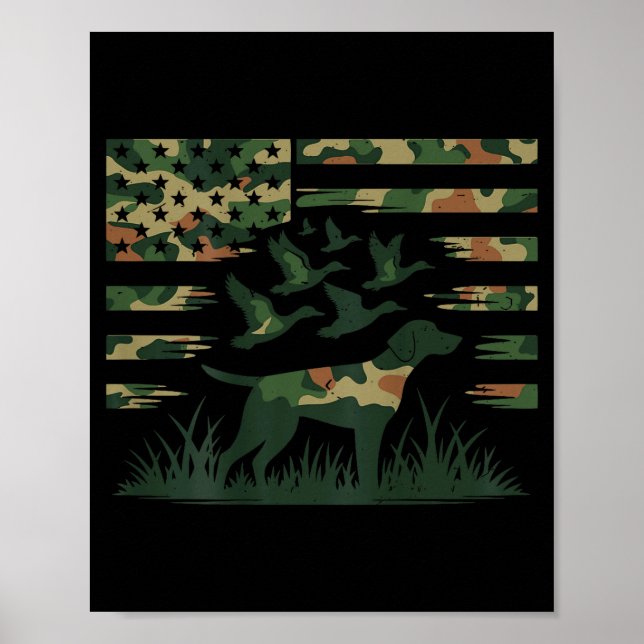 Poster Youth Camo Mallard Duck Hunting Dog Camouflage Ame (Frente)