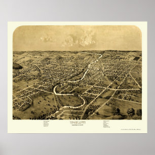 Poster Ypsilanti, mapa panorâmico do MI - 1868