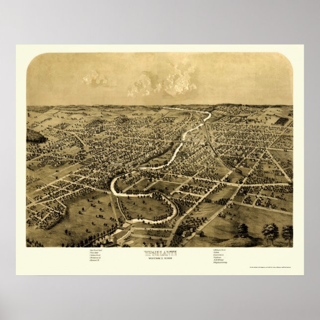 Poster Ypsilanti, MI Panorâmica - 1868 (Frente)