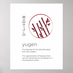 Poster Yugen Japonês Dizendo Palavra Motivacional