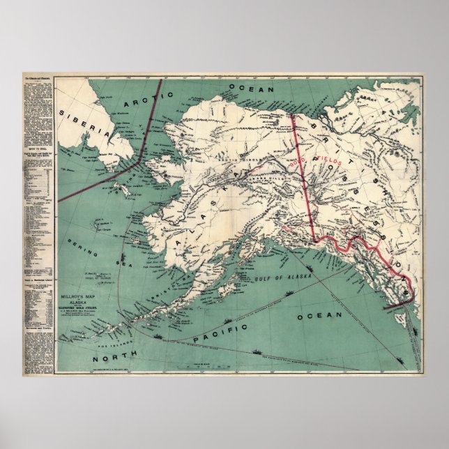 POSTER YUKON KLONDIKE DOURADO RUSH MAP 1897 (Frente)