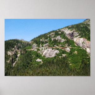 Poster Yukon Train em um lado da montanha, Canadá