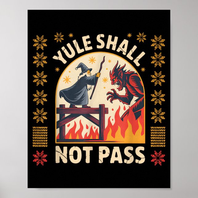 Poster Yule Shall Not P Fantasy Krampus Holiday Pun Funny (Frente)