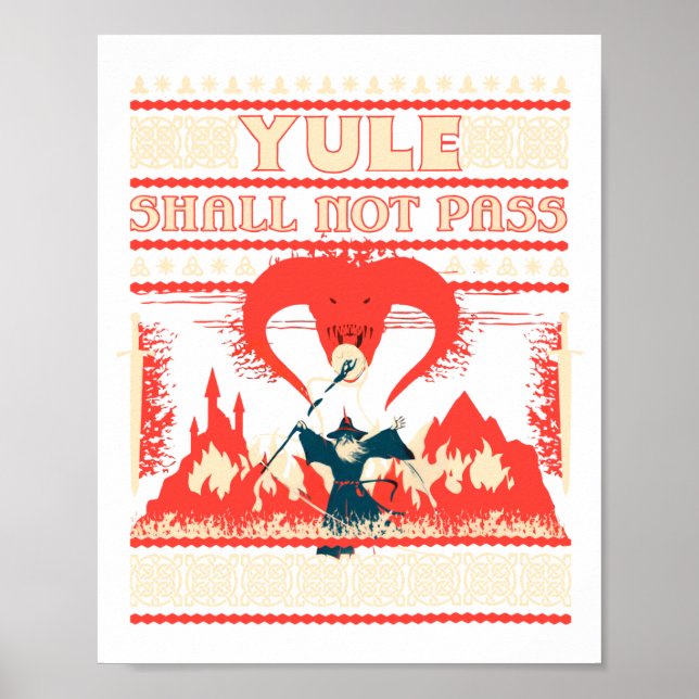 Poster Yule Shall Not P Fantasy Wizard Holiday Pun Funny  (Frente)