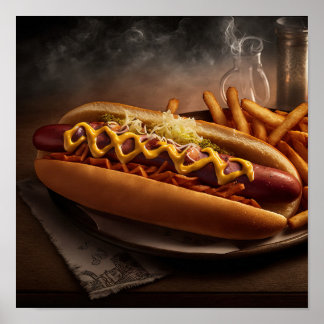 Poster Yummy Hot Dog Kitchen Wall Art