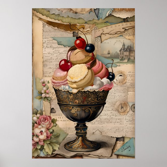Poster Yummy Sweets Vintage Collage (Frente)