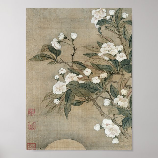 Poster Yun Shouping - Pear Blossom And Moon (Frente)