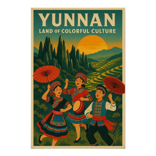 Pôster Yunnan - Terra da Cultura Colorida (Frente)