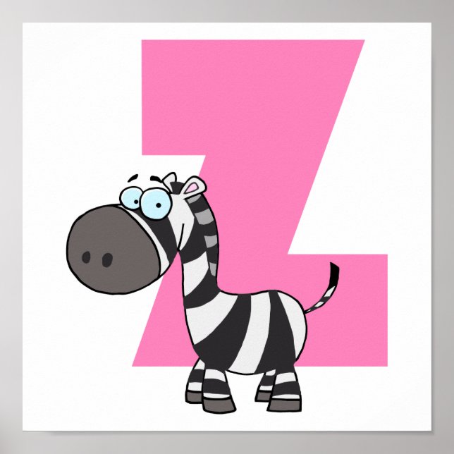 Pôster z é para desenho animado zebra para crianças (Frente)