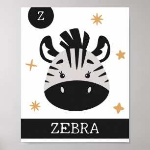 Poster Z é para Zebra, Berçário, Quarto, Arte para Parede