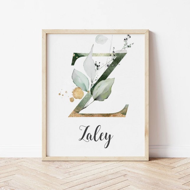 Poster Z - Letra Monograma - Greenery Nursery Name Impres (Criador carregado)