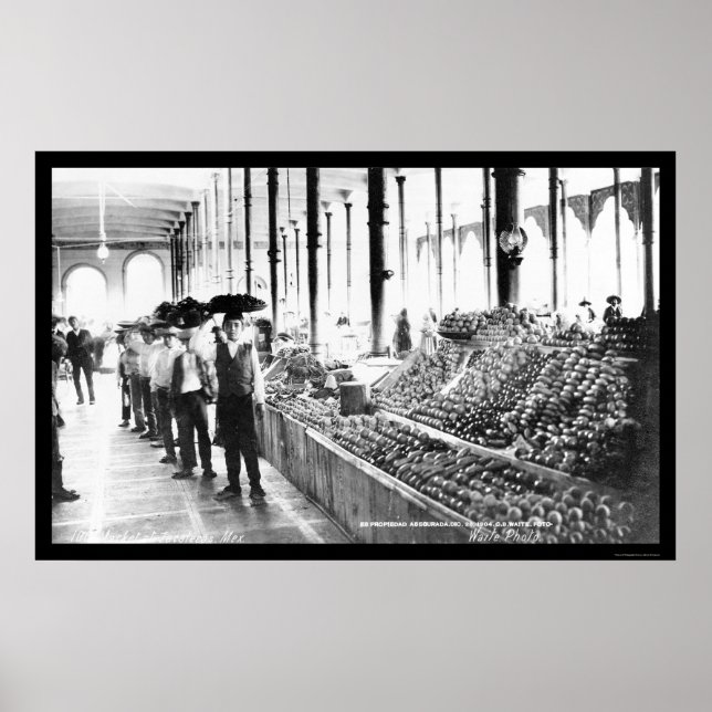 Pôster Zacatecas, Mercado de Comidas do México, 1904 (Frente)