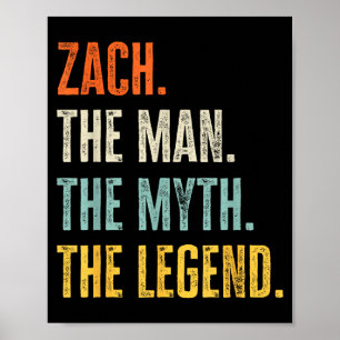Poster Zach O , Homem Mito Lenda, Nome Engraçado Zach