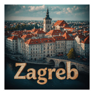Pôster Zagreb Croácia Cidade Velha História Arquitetura