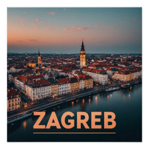 Pôster Zagreb Croácia Cidade Velha História Arquitetura