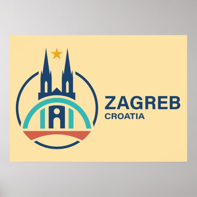 Poster Zagreb Croácia Europa (Frente)