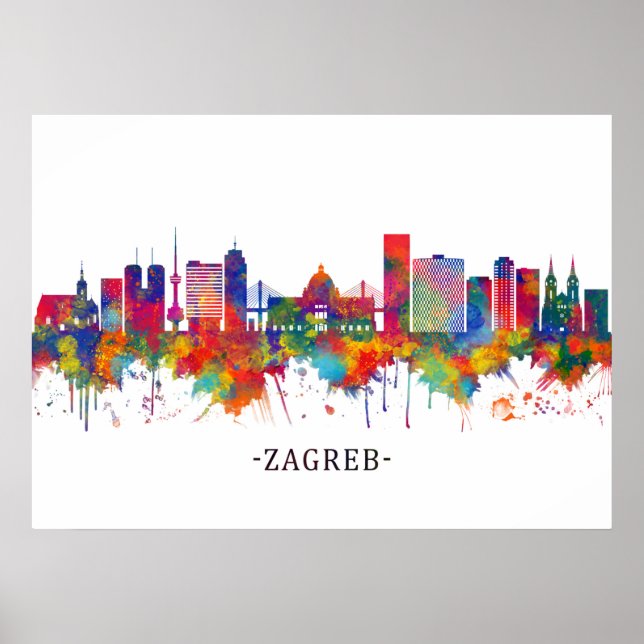 Poster Zagreb Croácia Skyline (Frente)