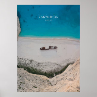 Poster Zakynthos, Grécia de Viagem de Trabalho de arte