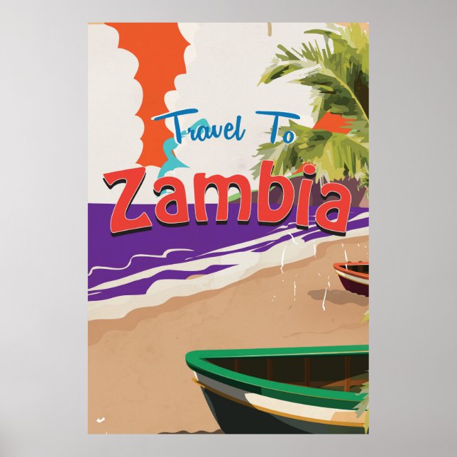 Poster Zâmbia viagens vintage (Frente)