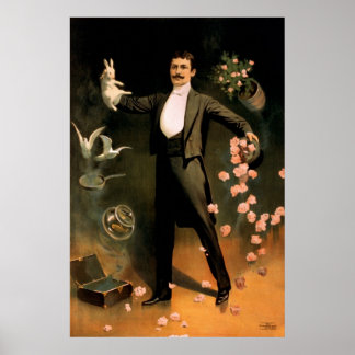 Pôster Zan Zig atuando com coelhos e rosas