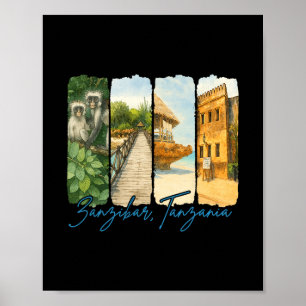 Poster Zanzir Tanzânia Viagem Viagem Pincelada Souveni