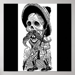 Poster Zapatista Calavera. c. início dos anos 1900. Méxic