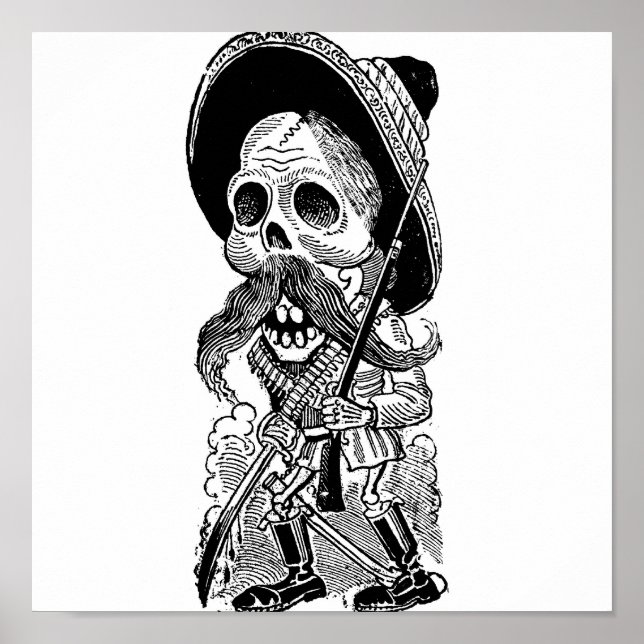 Pôster Zapatista Calavera. c. início dos anos 1900. Méxic (Frente)