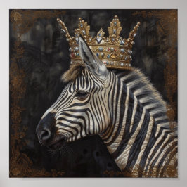 Poster Zebra Adorável numa Coroa
