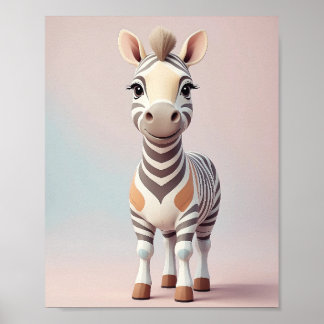 Poster Zebra Adorável - Safari Animal Nursery Wall Art