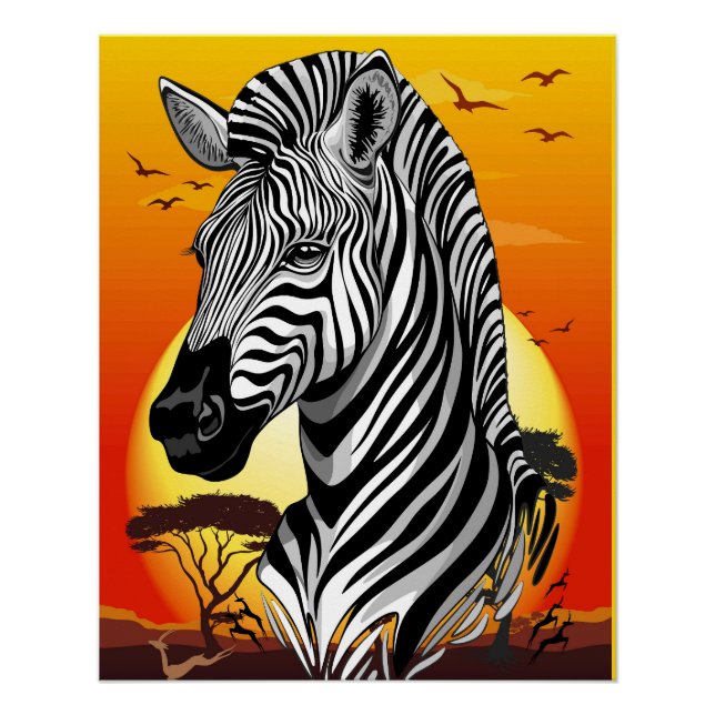Pôster Zebra African Savanna Wild Animal (Frente)