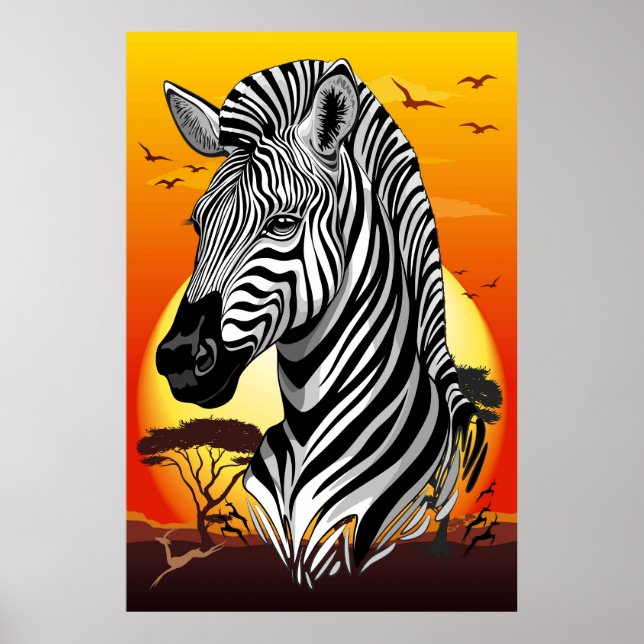 Poster Zebra African Savanna Wild Animal (Frente)