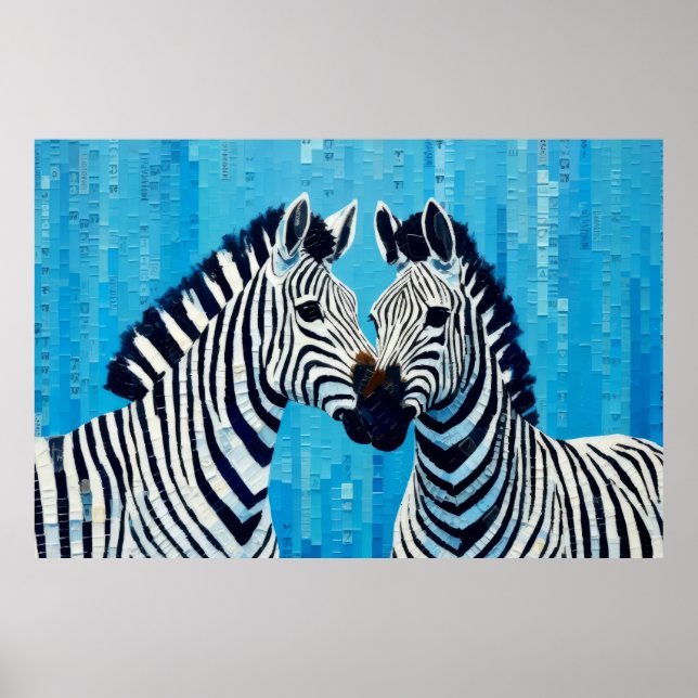 Poster Zebra Animal Art Decor Paint Mosaico (Frente)