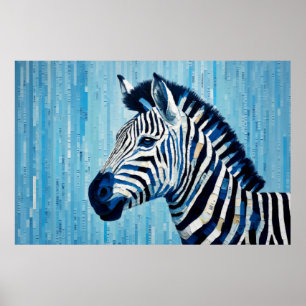 Poster Zebra Animal Art Decor Paint Mosaico