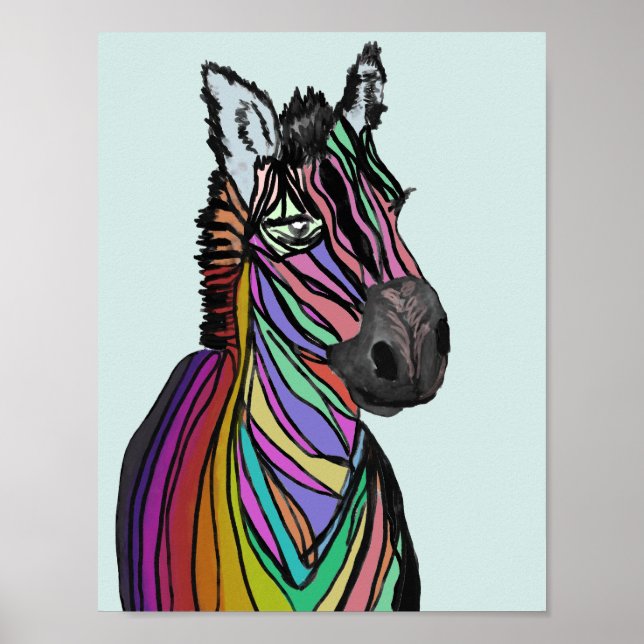 Poster zebra arco-íris (Frente)