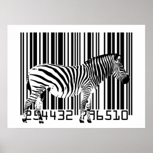 Poster Zebra Barcode Art