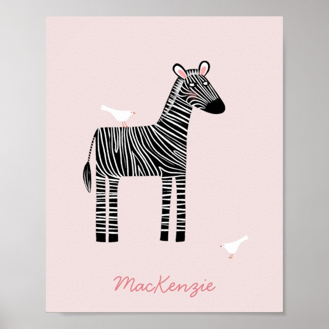 Poster Zebra Cura - Nome Esbranquiçado Rosa (Frente)