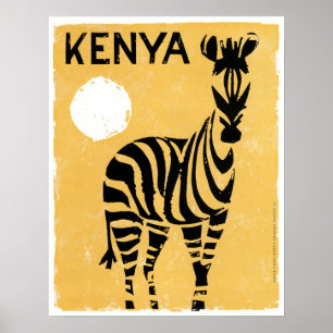 Pôster Zebra de Kenya África do vintage